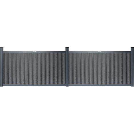 Home Deluxe Clôture pare-vue WPC CALLADO PREMIUM 2 x élément + 3 x poteaux - Hauteur : 115 cm (1/5)