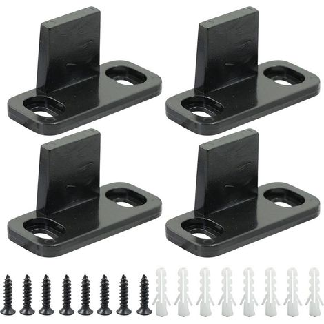 Lot de 2 guides de guidage au sol pour porte coulissante - En plastique réglable - Pour porte coulissante en verre, porte d'armoire, porte de grange, porte en bois - Noir (1/5)