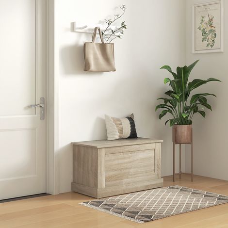 Coffre de rangement à jouets en bois, charnière de sécurité, pour salon, 80x40x45cm, bois naturel
