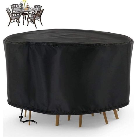 Ineasicer Housse de Protection Table Ronde de Jardin 230 X 110CM, Housse Salon de Jardin Imperméable, 420D Oxford Bache Protection Table Exterieur Ronde (1/4)