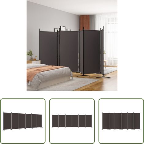 Raumteiler - 6-tlg. Paravent Braun 520x180 cm Stoff (1/5)