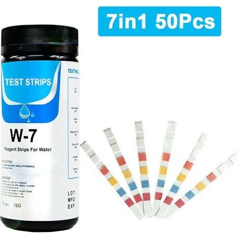 Lot 7 bandelettes de test qualité eau dureté eau potable - 7en1 bandelettes analyse eau dureté pour usage domestique (1/5)