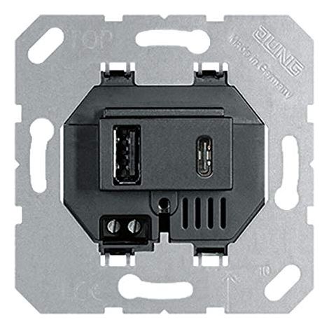Toma cargador USB doble Jung USB15CASW serie LS990 Negro
