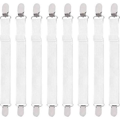 8Pcs Tendeur Drap Housse Lit Drap Réglable, Maintient Tendeur Draps Réglable Sangle Drap Housse,pour Drap Lit,Canapé,Convient pour (1/4)