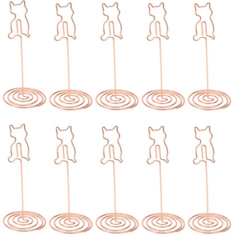 Lot de 10 Supports de Numéros de Table en Métal Doré Rose, Base Stable, Porte-Cartes pour Mariage, Fête, Bureau, Chat (1/5)