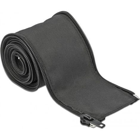 Gewebeschlauch mit Reißverschluss hitzebeständig 2 m x 25 mm schwarz (19219) (1/5)