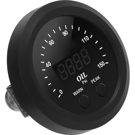 52-mm-Öldruckanzeige (150 PSI), weißes Zifferblatt, rote LED, schlanke Druckanzeige mit Sensor (1/5)