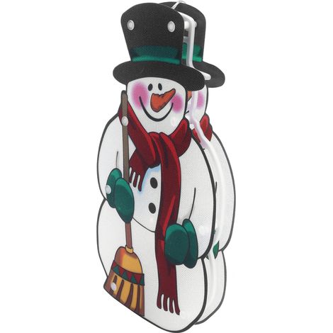 Guirlande lumineuse LED en forme de bonhomme de neige à suspendre à une fenêtre pour décoration de Noël, équipée d'un système d'aspiration. (1/5)