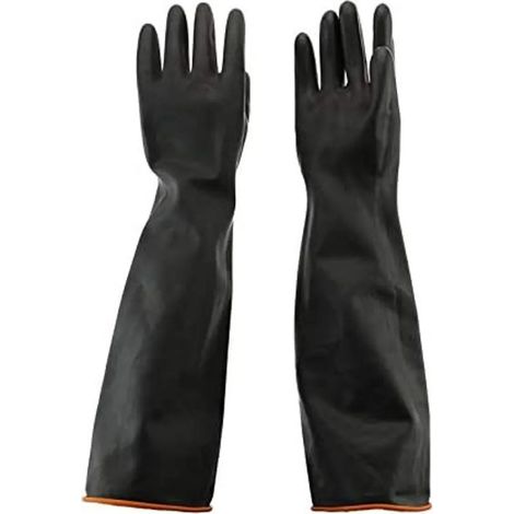 Gants en caoutchouc imperméables de 55 cm, gants de protection, résistants aux produits chimiques, longs gants ménagers en latex résistants aux acides et aux alcalis pour le travail, les tâches ménagè (1/5)