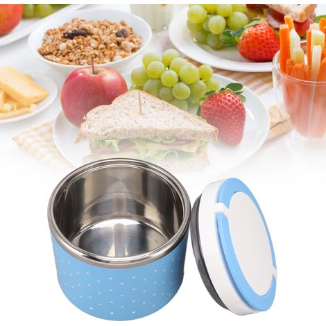 Boîte à lunch isotherme en acier inoxydable, boîte hermétique pour aliments, boîte à lunch portable, boîte à bento, cadeau, bleue (1/5)