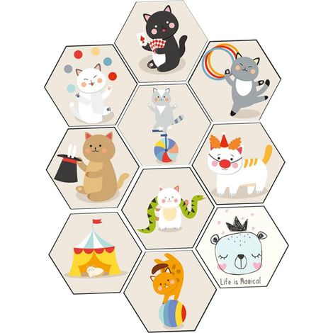 Lot De 10 Autocollants Amovibles Pour Carrelage Motif Dessin Animé Pour D'enfant Maternelle Dosseret Design Adorable (1/5)