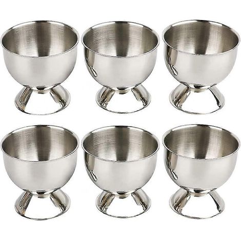 Ensemble de 6 coquetiers en acier inoxydable pour œufs à la coque - Cadeau (1/5)