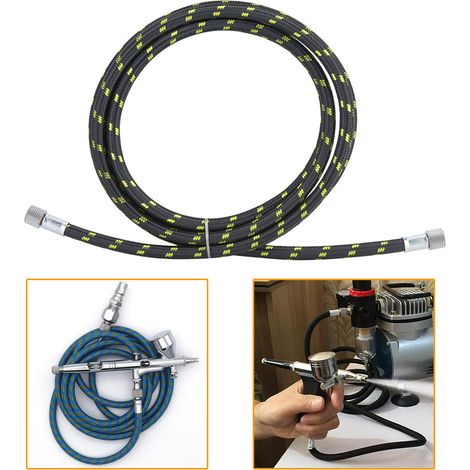 Raccord d'extrémité de tuyau d'air tressé en caoutchouc 1/8 x 1,8 m, adaptateur spécial pour stylo aérographe (1/5)