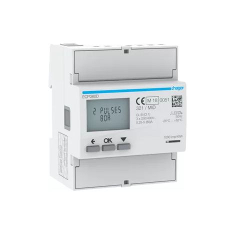 Hager Energiezähler 3phasig,direkt 80A, S0,MID ECP380D (1/2)