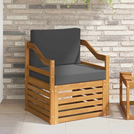 Outdoor-Sofagarnitur Massives Akazienholz und Polyester Natur