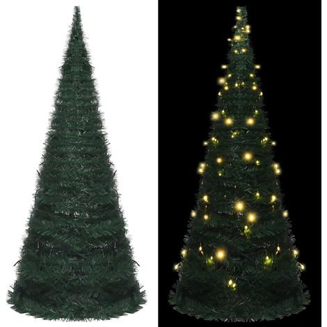 Árbol de Navidad emergente preiluminado con luces verde 210 cm vidaXL (1/6)