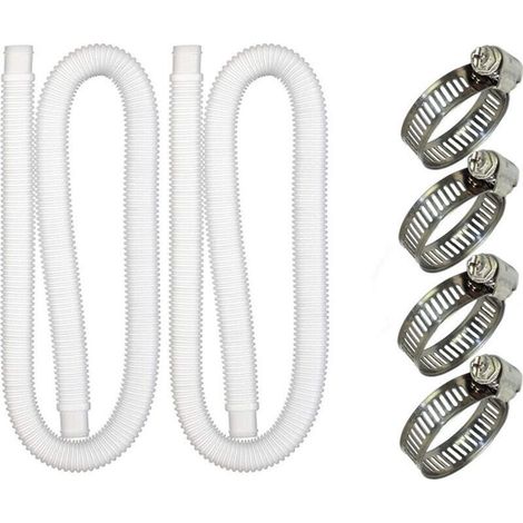 Tuyau de piscine - 32 mm - Longueur : 150 cm - Blanc - 2 tuyaux - Pour pompes de filtration et systèmes d'eau salée (1/4)