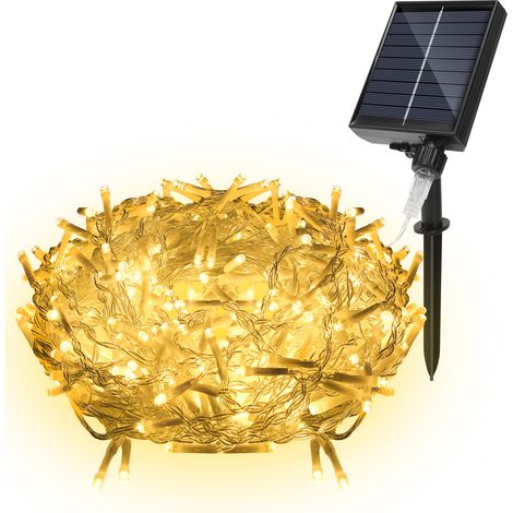 Randaco 10M LED Solar Lichterkette Außen Wasserdicht LED Eisregen 400 LEDs Eiszapfen Lichtervorhang mit Fernbedienung Innen Outdoor Garten Deko Warmweiß (1/4)