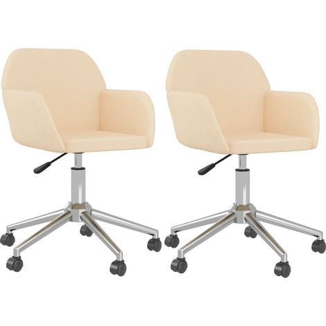 Maison Exclusive - Esszimmerstühle 2 Stk. Drehbar Creme Stoff
