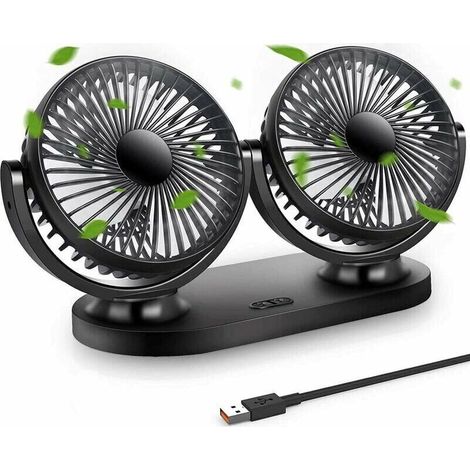 Mini-USB-Ventilator, Doppelkopf-Ventilator mit 360°-Drehung, 3 Geschwindigkeitsstufen, tragbarer Ventilator für Auto/Tisch/Camping/Angeln usw. (1/5)