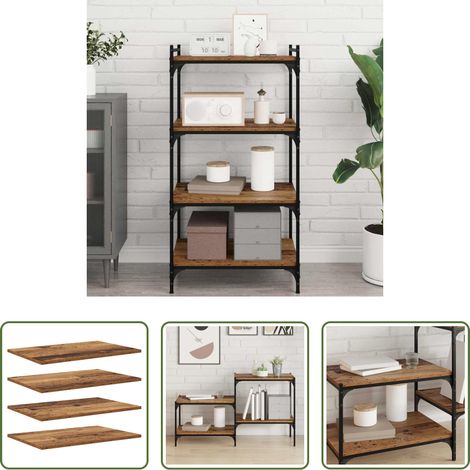 vidaXL Bibliothèque moderne -  Étagère à livres 4 pcs Marron 60 x 40 x 1,5 cm (1/5)