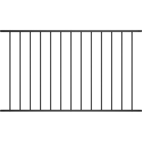 Panneau de clture en acier thermolaqué 1,63 x 1,25 m noir (1/4)