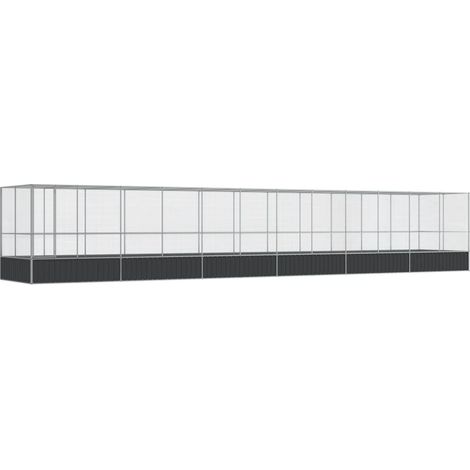 Gabbia per uccelli voliera con estensione argento 1246 x 207 x 212 cm acciaio Argento 020045648