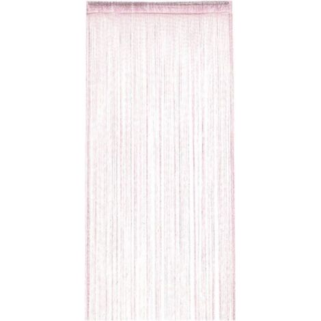 Pair Rideau à Fils 100x200 cm Rose, Décoration Élégante pour Porte, Fenêtre, Séparation de Pièce, Franges Pompons