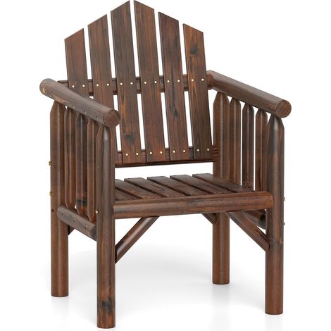 Garten-Sessel aus Holz - Hohe Rückenlehne, Kiefern- und Tannenholz, Braun