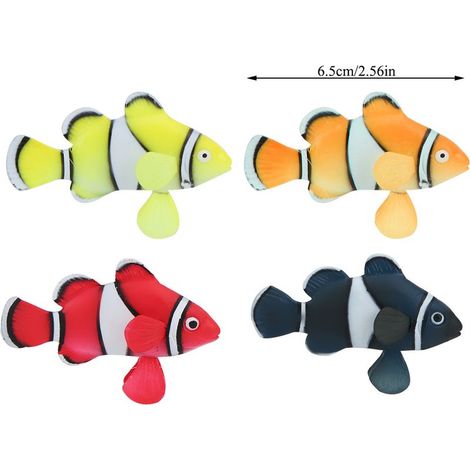 Künstliche, fluoreszierende Clownfische für Aquarien, Nachtdekoration, Kunststoff, realistische Bewegungen, 4er-Set (1/5)
