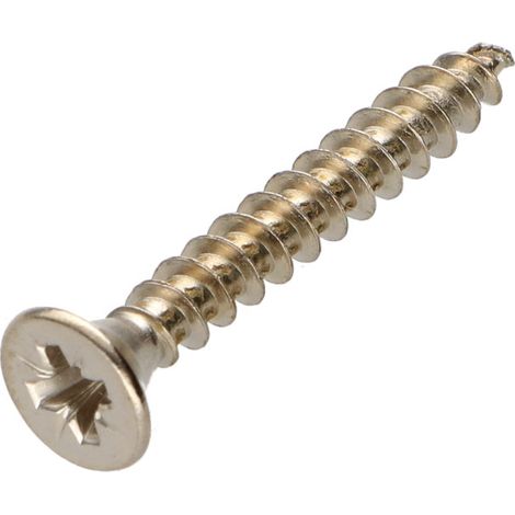 VBA Vis bois agglo Tête fraisée Pozi N°2 5X30 Filetage total Acier nickelé - 1 pièce (1/5)