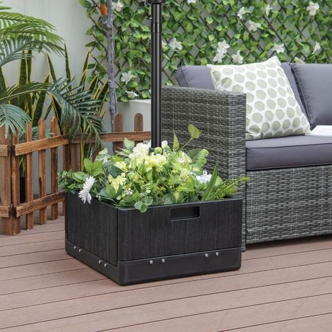 Base de Parasol Remplissable de 80 Kg Plateau de Table Sac à Lester Roues Poignée Table Basse 3 en 1 Support de Parasol Maison Chic (1/4)