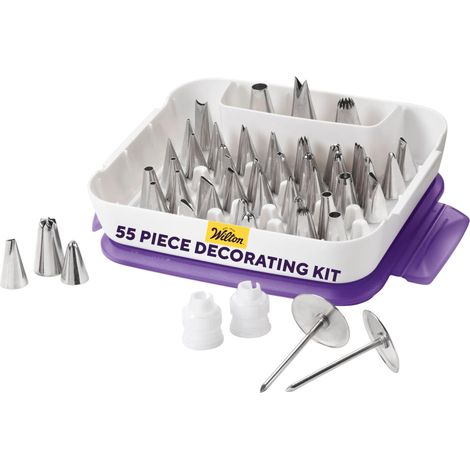 Wilton Beccucci in Acciaio Inox Master Set/55, Beccucci Sac a Poche, Piping Tip Riutilizzabile per Decorare Torte, Cupcake, Biscotti, Pasticcini - Set/55 (1/5)