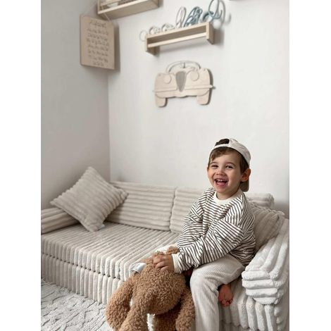 Mini divano da gioco Montessori Comfort Waffle Beige (1/5)