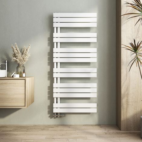 Heilmetz Radiador Toallero de agua Radiador de baño Radiador Conexión Lateral Pannel Radiador Secador de Toallas Blanco 600 x 1400 mm 439W
