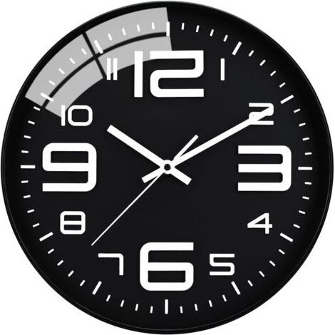Réveil silencieux, horloge à quartz de 30 cm, fonctionne sur piles, design moderne, convient à la maison, au bureau et à l'école (Noir) (1/5)