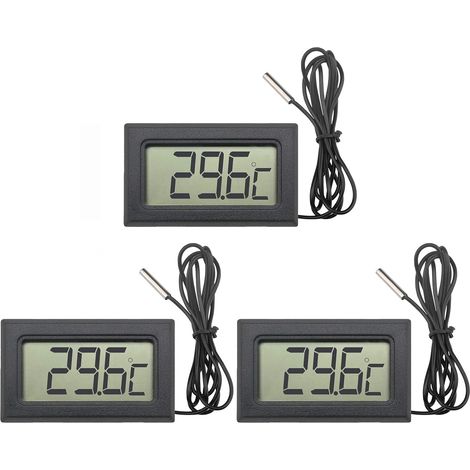 3PCS Mini LCD Numérique Thermomètre avec Sonde,Thermomètre Numérique pour Réfrigérateur, Congélateur, Aquarium (1/5)
