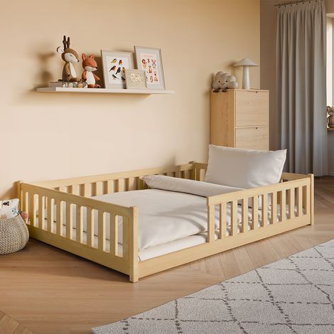 Lit au sol 140x200 sommier inclus Maya Bois
