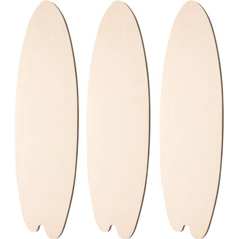 Planche De Surf en Bois Vierge À DéCorer DéCoration Murale Artisanale Panneau Suspendu 3 PièCes 45.00 X 16.00 X 0.40 Cm pour Chambre Salle De Bain FêTe À ThèMe Océan (1/5)