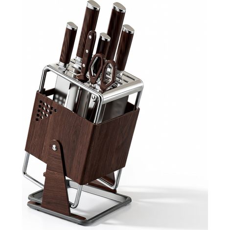 Porte couteaux bois rotatif egouttoir plan de travail (1/5)