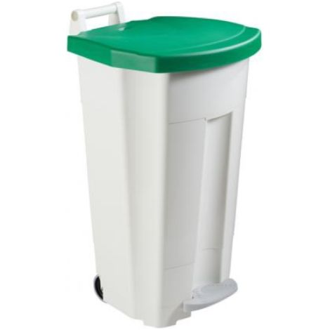 Poubelle mobile à pédale Boogy - 90l - vert / blanc (1/4)