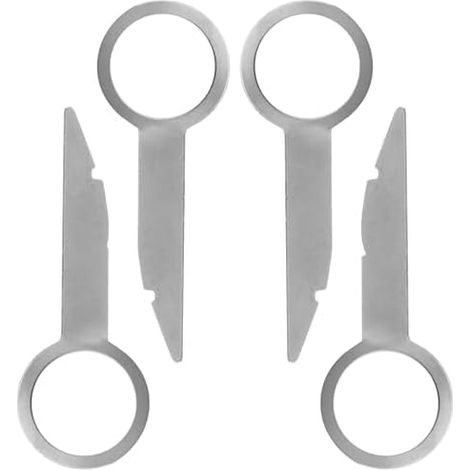 4 Pièces Clé Extraction Autoradio,76mm Acier Inoxydable Clef Autoradio,Universel Autoradio Outil demontage Garniture,pour démonter Les radios de Voiture(Argent) - (1/5)