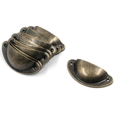 Lot de 10 poignées de tiroir vintage antiques en bronze avec vis, pour meubles de cuisine, de chambre, de salle de bain, etc. KLB (1/2)
