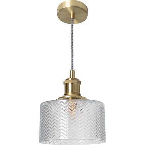 – Suspension en verre Matisse doré – Abat-jour sphérique en métal – Dimensions 1520mm x Ø170mm – Compatible ampoules E27 (1/5)