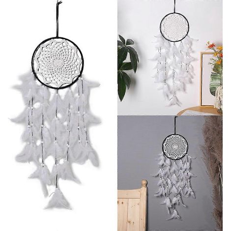 Attrape-rêves en plumes, carillon éolien, pendentif de voiture, décoration murale pour chambre de fille (1/4)