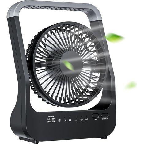 ATEngeus Ventilateur de bureau USB 6" avec batterie 20000 mAh Petit ventilateur de table Tête réglable à 3 vitesses rotatif à 180 ° pour bureau à domicile Table de chambre et bureau en plein air (1/5)