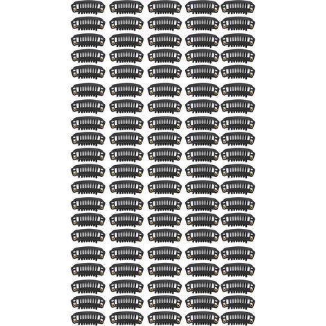 100 clips de perruque invisibles anti-vent 8 dents, pinces à extension capillaire noires pour fixation de chapeau (1/5)