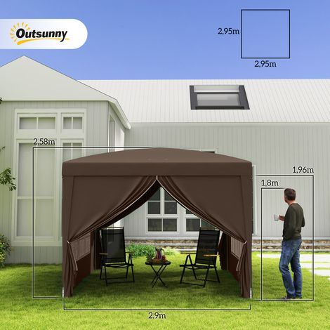 Kiosque 3x3m pop-up hivernal UV50+,4 panneaux latéraux,sac rangement. Tente pliable pour jardin,café et camping.