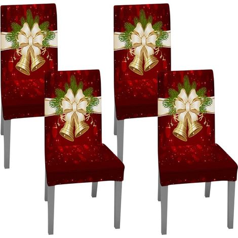 Noël Housses Couverture Décoration Cadeau Santa Chaise Table Cuisine Salle à Manger Hôtel Fêtes Nouvel an 4 PCS (1/5)