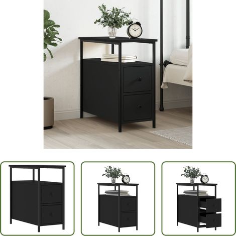 vidaXL Meuble de chambre - Table de chevet noir 30x60x60 cm bois d’ingénierie (1/5)